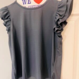 Adrianna Papell Slate Blue Ruffle Sleeve Tank Top